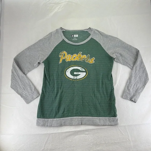 NFL Team Apparel Long Sleeve Shirt Green Bay Packers Football Green Womens L - Picture 1 of 10